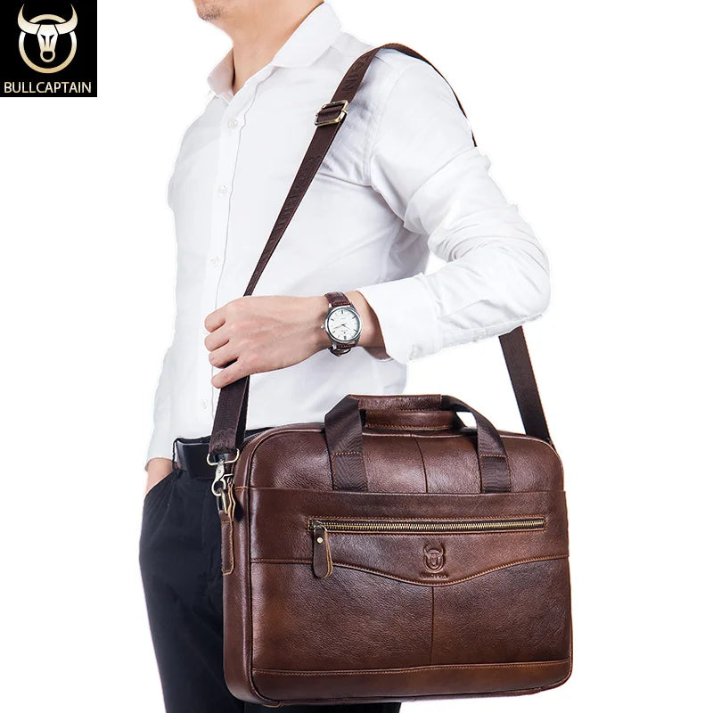 Genuine Leather Men's 14-Inch Laptop Bag