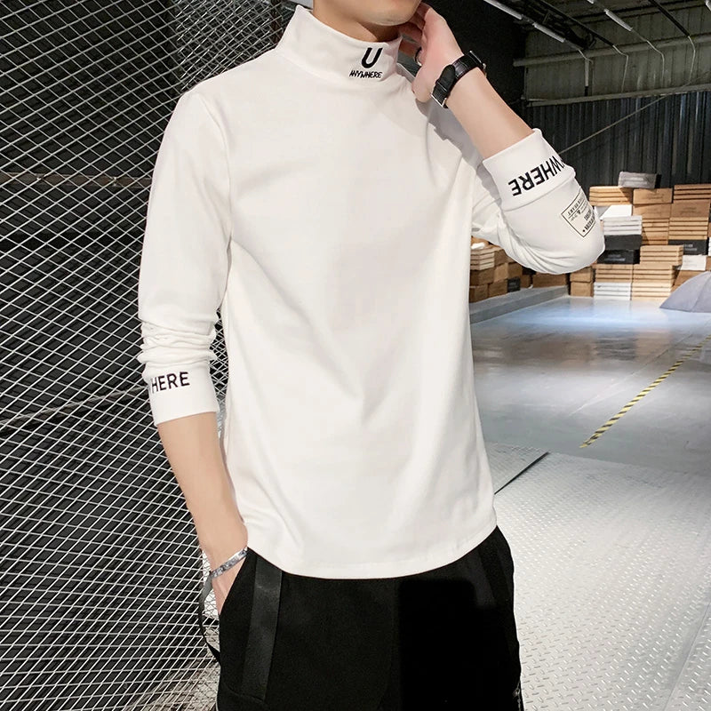 Men Long Sleeve T-Shirts Embroidery Letter