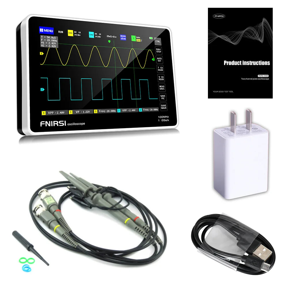 Oscilloscope sur tablette FNIRSI-1013D - Double canal, bande passante de 100 M