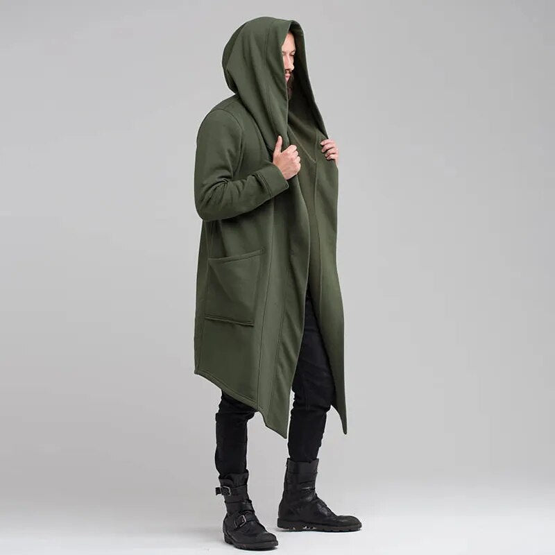 Herren-Cardigan mit Kapuze, Trenchcoat, Streetwear