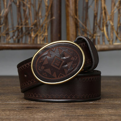 Retro Leather Belt: 3.8cm Width