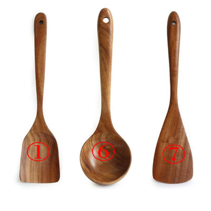 7-Pcs Teak Wood Tableware Set