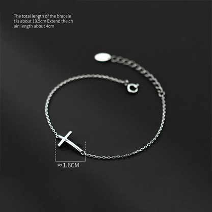 Geometric Gloss Cross Bracelet  Silver Jewelry