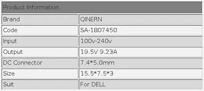 Dell Precision Laptop Charger 180W