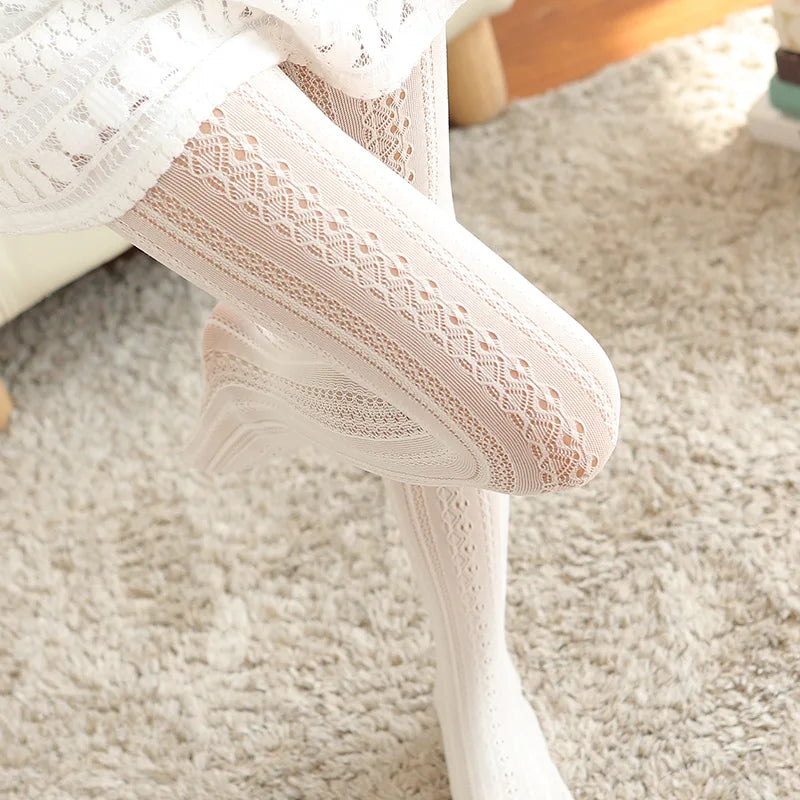 Autumn Lace Tights - Hollow White Pattern