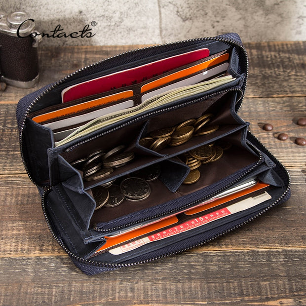 RFID Leather Clutch Wallet: Stylish & Secure