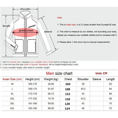 Veste chauffante unisexe en graphène 9 zones - USB Electric Sportswear 