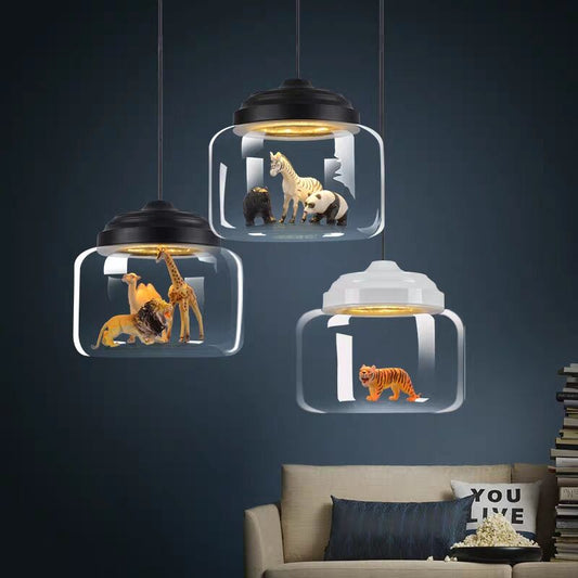 Ensemble de lampes suspendues contemporaines en verre