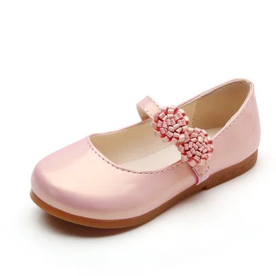 Chaussures pour fille à breloque florale en cuir PU
