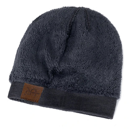 Unisex Knitted Winter Beanie – Warm Fur-Lined Outdoor Cap