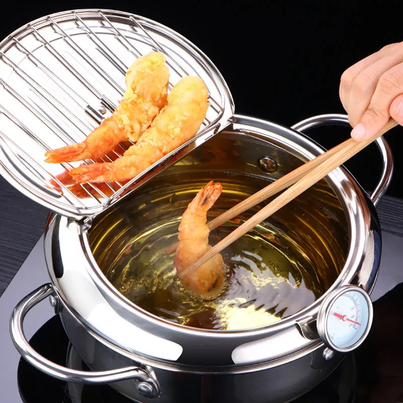 Deep Frying Pot with a Thermometer