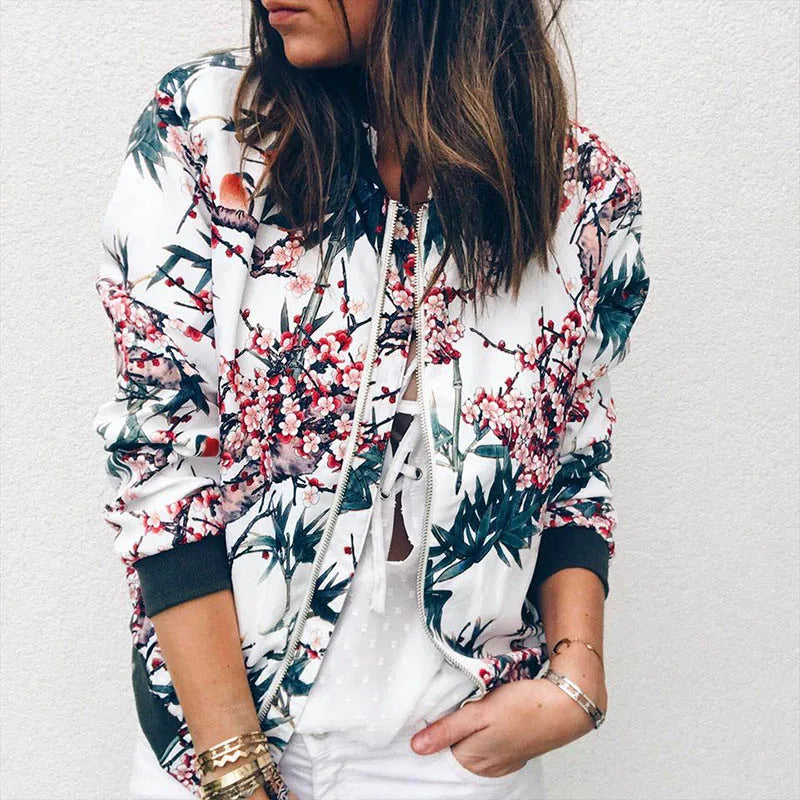 Women's Floral Print Bomber Jacket