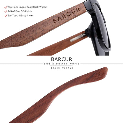 Men UV400 Black Walnut Wood Sunglasses