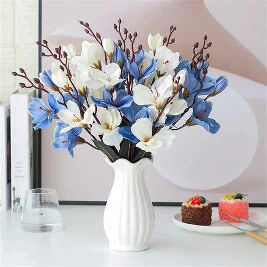 Bouquet de magnolia artificiel – Fleurs en soie réalistes pour la décoration de la maison