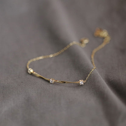 Bracelet à breloques en Zircon ondulé | Bijoux pour adolescents plaqués or