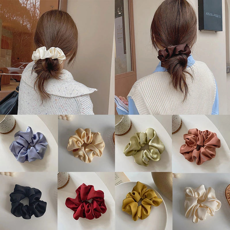 Handmade Multicolor Silk Scrunchie - Elastic Hair Tie