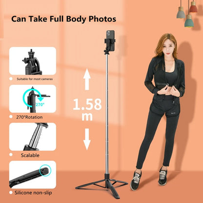 Faltbarer kabelloser Selfie-Stick, Stativ, Einbeinstativ mit Fülllicht
