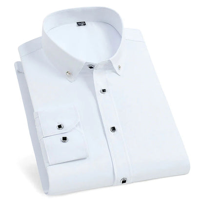 Men's Solid Color Long Sleeve Casual Business Shirt