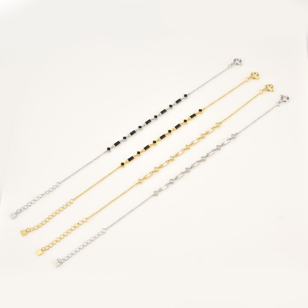 Gold Zircon Charm Chain Bracelet - JANET