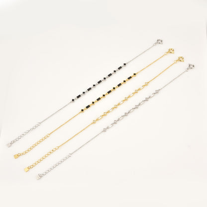 Gold Zircon Charm Chain Bracelet - JANET