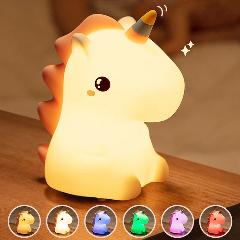 Veilleuse LED en silicone licorne pour enfants