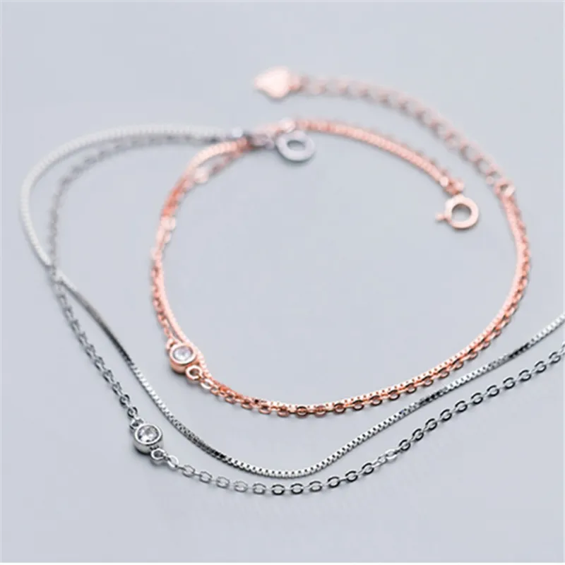 Bracelet chaîne en zircon cubique doré pour femme