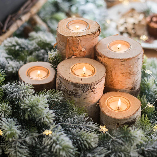 Kreativer Kerzenständer und Sukkulentenhalter aus Holz – rustikales Tablett