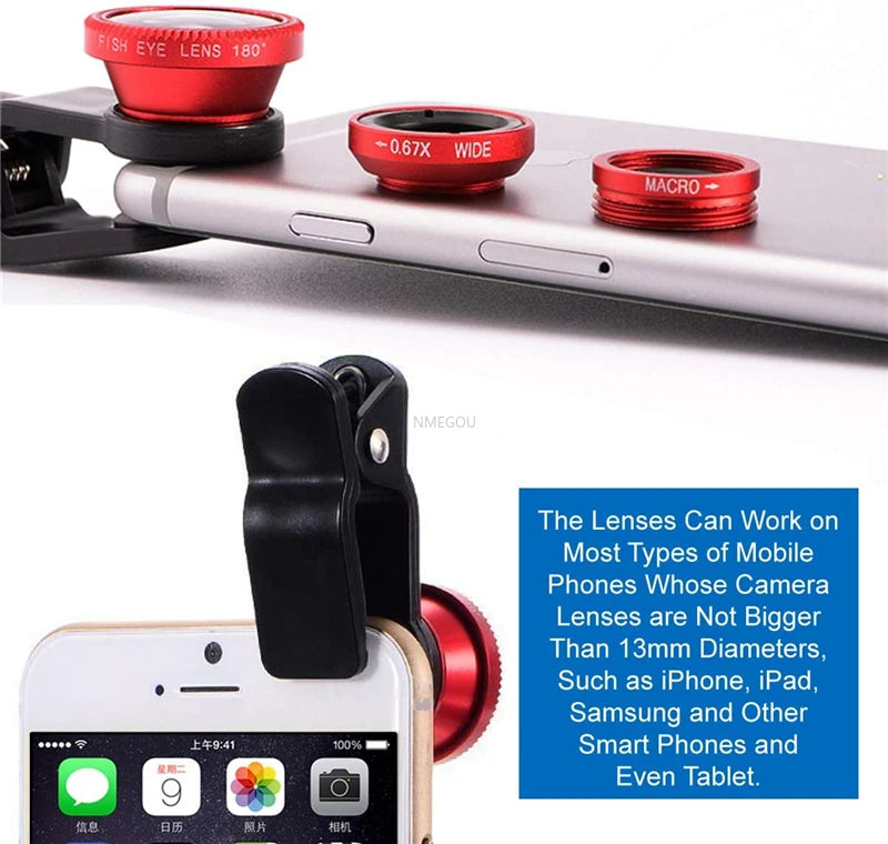 Tragbares 3-in-1-Fischaugen-Kameraobjektiv für Smartphones