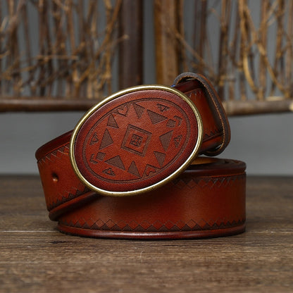 Retro Leather Belt: 3.8cm Width