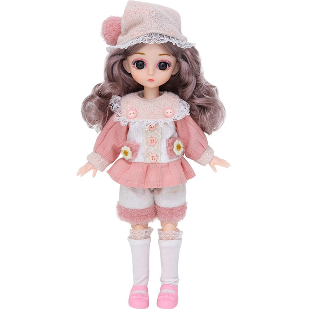 Cute 30cm 1/6 BJD Girl Doll with Dress