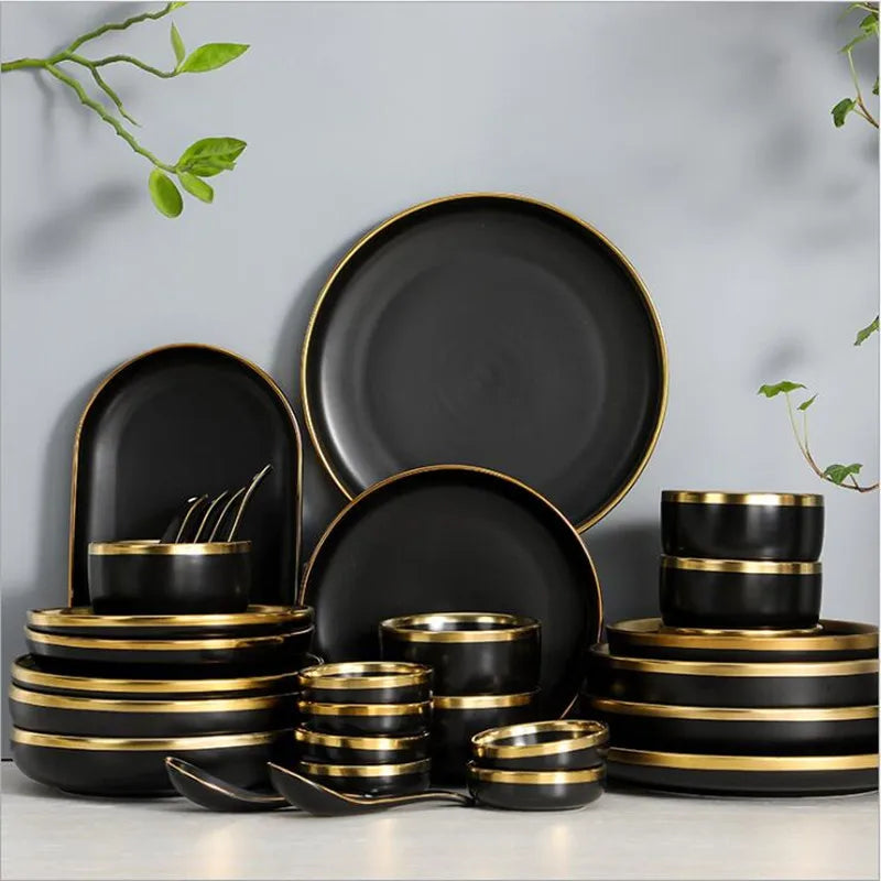 Stone Lain Florian 16-Piece Gold Dinnerware Set