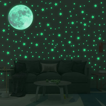 Décoration murale lune et étoiles brillantes