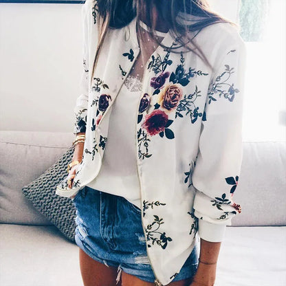 Women's Floral Print Bomber Jacket