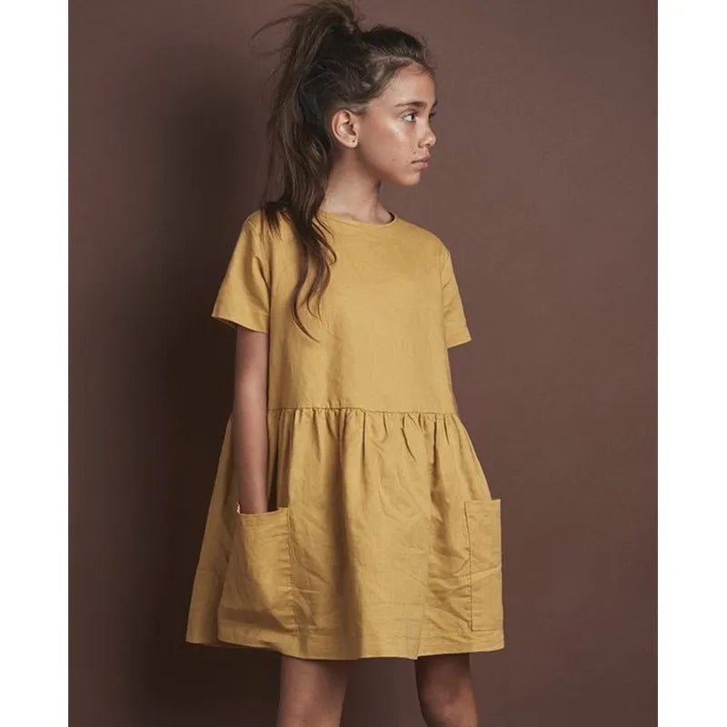 Robe d'été en lin pour bébé fille