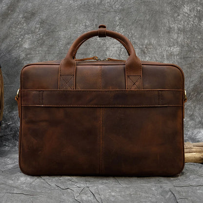 Genuine Leather Retro Laptop Briefcase