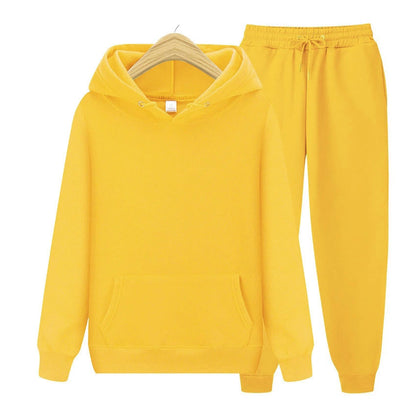 Solid Color Men's Hoodie & Pants Set