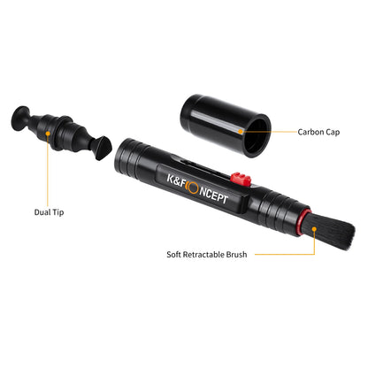 Retractable Soft Brush Lens Cleaning Pen for DSLR Cameras and Electronics