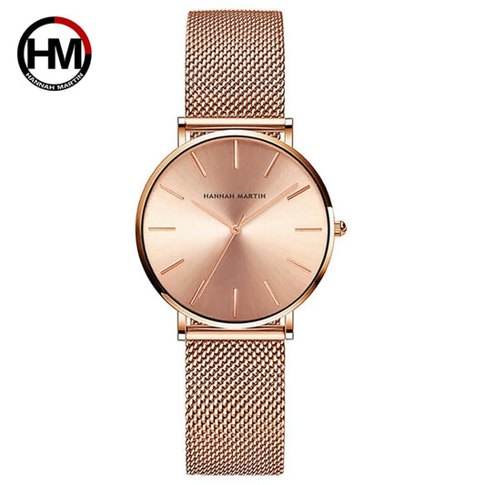 Montre de luxe fine en acier inoxydable pour femme