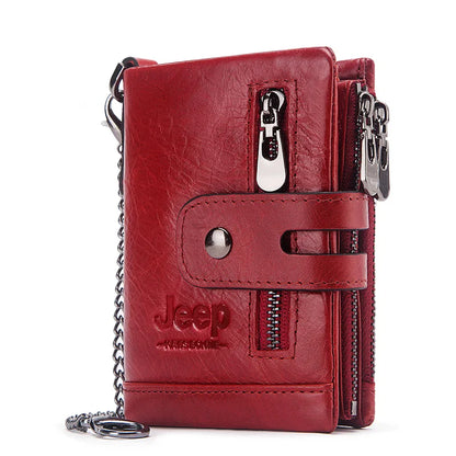 Compact Genuine Leather Men's Wallet with Coin Pocket
