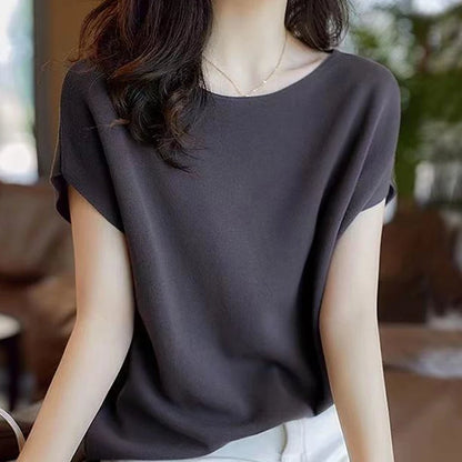 Women Summer Blouse Stylish Solid Tops Casual Short Sleeve Blusas Female O Neck Basic