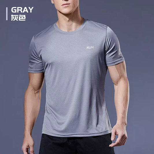T-shirt de sport à manches courtes pour hommes, course à pied et entraînement de gymnastique