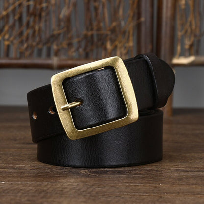 Retro Cowhide Leather Belt - 3.8cm Width