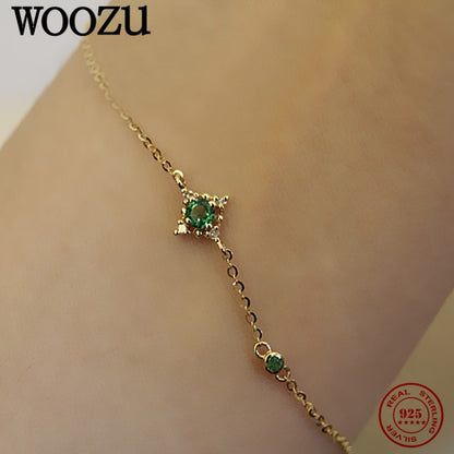 Retro Green Zircon Chain Bracelet