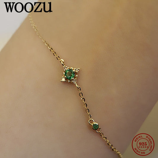 Bracelet chaîne rétro en zircon vert