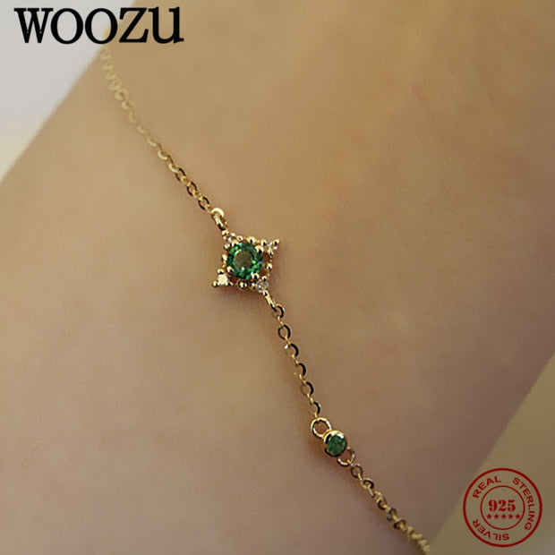 Retro Green Zircon Chain Bracelet