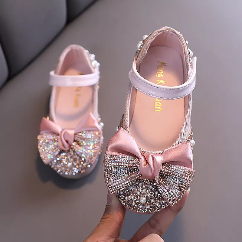 Nouveau Chaussures en cuir pour enfants strass