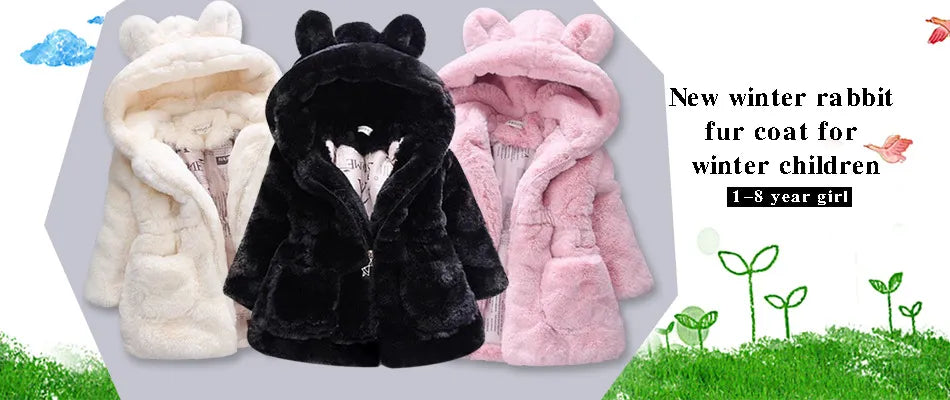 Faux Fur Baby Girl's Coat 1-7Y