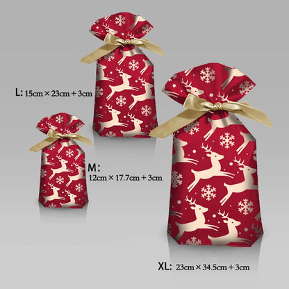 Santa Gift Bag with Snowflake Drawstring for Christmas