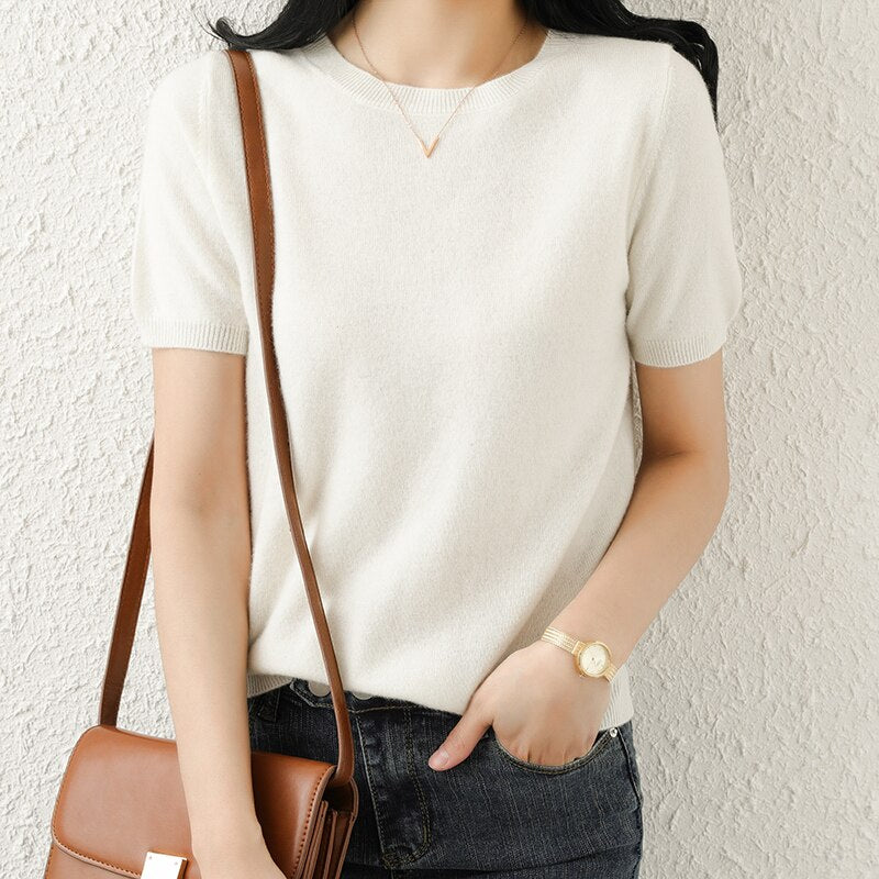 Pure Wool Short-Sleeve Pullover Vest