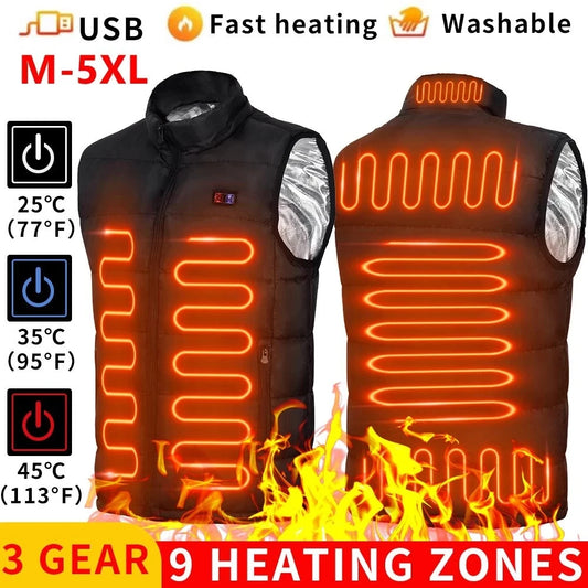 Veste chauffante unisexe en graphène 9 zones - USB Electric Sportswear 